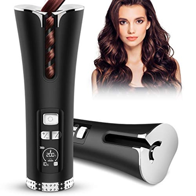 Ferro Arricciacapelli Automatico, Xpreen Arriccia Capelli Bacchetta Arricciacapelli Ceramica per Bigodino Senza Fili Con 3 Temperature e 4 Impostazion