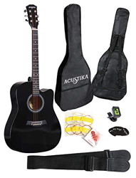ACUSTIKA F315 Chitarra Acustica - Chitarra Acustica cut-away misura 41” (105x40x10) cm in Legno - 6 Corde in Acciaio, colore Nero. precio