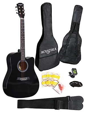 ACUSTIKA F315 Chitarra Acustica - Chitarra Acustica cut-away misura 41” (105x40x10) cm in Legno - 6 Corde in Acciaio, colore Nero.