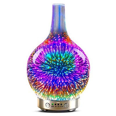 Diffusore di Oli Essenziali, 120ml Oli Essenziali Umidificatore Ultrasuoni Diffusore di Aromi, Purificatore d'Aria,Diffusore con Timer 7 colori LED se