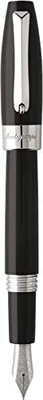 MONTEGRAPPA Collezione FORTUNA Stilo Penna Stilografica - Punta Media - placcata Palladio & Nero Design Elegante, un Piccolo Portafortuna per Manager 