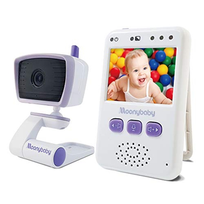 Moonybaby Value 100 Baby Monitor Video con Visione Notturna - Schermo 2,4 Pollici, 2.4GHz, Audio 2-Vie, Modalità VOX, Fino a 4 Telecamere, Fino a 4 Te