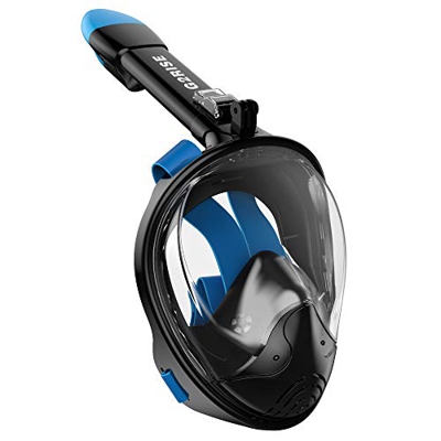 G2RISE Maschera da Snorkeling Pieno Facciale, Maschera Subacquea Set con Supporto per Lo Snorkeling Rimovibile, Antiappannamento e Design Pieghevole p