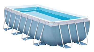 Intex 28316 Piscina Fuori Terra Rettangolare con Telaio Portante in PVC Triplice Strato con Pompa Filtro e Scaletta, 6800 Litri, Blu, 400x200x100 cm