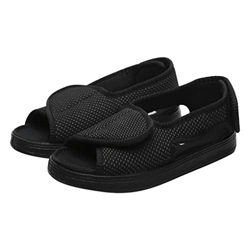 Moonlove, Sandali aperti unisex per diabetici, chiusura regolabile, larghi, di grandi dimensioni, per edema, artrite, piedi gonfi, Nero (Nero ), 42 1/ precio