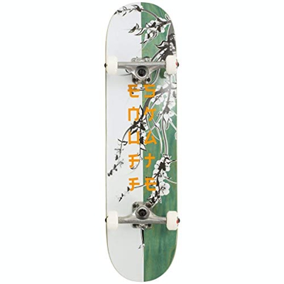 Enuff Skateboards Cherry Blossom Complete Skateboard, Adulti Unisex, Bianco/Teal (Multicolore), 8" x 32"