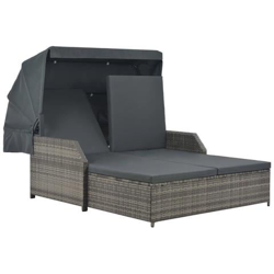Lettino Prendisole 2 Posti Con Tettuccio In Polyrattan Grigio precio