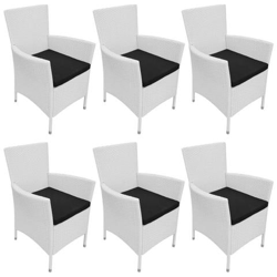 Sedie da Giardino 6 pz con Cuscini in Polyrattan Bianco Crema precio