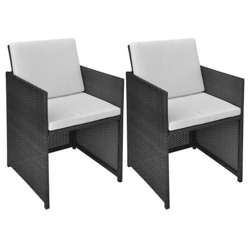 Sedie da Giardino 2 pz con Cuscini in Polyrattan Nere precio