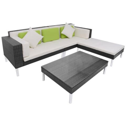 17 Pz Set Divano Da Giardino In Polyrattan Nero precio