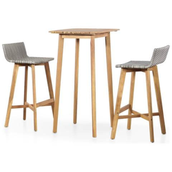 Set Da Bar Per Esterni 3 Pz In Polyrattan E Massello D'acacia precio