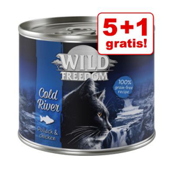 5 + 1 gratis! Wild Freedom 6 x 200 / 400 g -  6 x 200 g Kitten Golden Valley Coniglio & Pollo en oferta