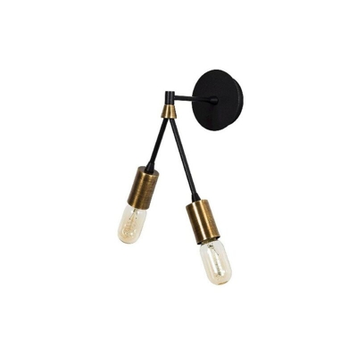 Lampada a Parete Duos - Applique - 2 Punti Luce - per Soggiorno, Camera - Rame, Nero in Metallo, 17 x 17 x 35 cm, 2 x E27, Max 100 W