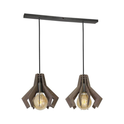 Lampada a Sospensione Draco - Lampadario - da Soffitto - Nero, Grigio in Metallo, Legno, 50 x 23 x 80 cm, 2 x E27, 60W precio
