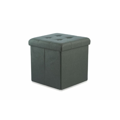 Galileo - POUF CONTENITORE IN ECOPELLE 38 X 37 X 37 CM NERO