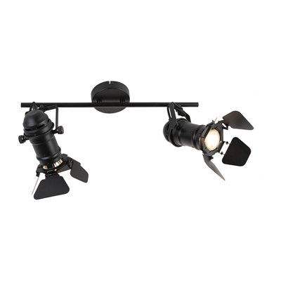 QAZQA + Faretto movie - Industriale - Acciaio inossidabile - Nero - Tondo/Oblungo Max. 2 x Watt