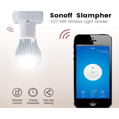 LEDLUX SH9311 Sonoff Slampher RF Porta Lampada Intelligente Wireless 433MHz e WiFi Controllo Remoto Attacco E27 Max Carico 2A 200W Con Amazon Alexa e