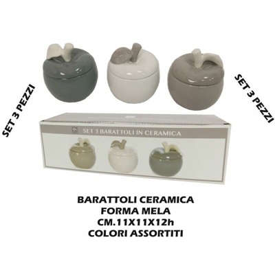 BARATTOLI SET 3 PZ. MELA CM.10X10X11h