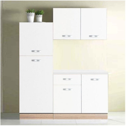 Composizione da cucina con colonna frigo finitura Bianco Lucido larga 160 cm precio