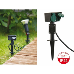 Multipresa elettrica a due posti da giardino/vaso con picchetto impermeabile IP44 características