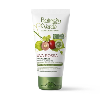 Uva Rossa - Crema mani, antieta nutriente, con estratto di Uva Rossa di Tenuta Massaini (75 ml) - pelli molto secche