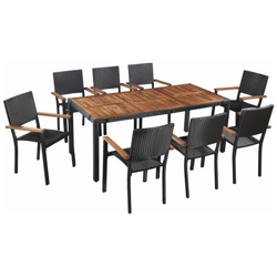 Set Da Pranzo Esterni 9 Pz In Rattan E Legno Massello D'acacia características