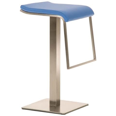Sgabello Bar Lameng In Similpelle E Accio Inox I Sgabello Bancone Design Con Poggiapiedi, H Seduta 78 CM I Sgabello Cucina Imbottito Blu
