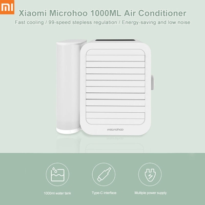 Mini ventola di climatizzazione personale Microhoo con controllo touch, display digitale, potente raffreddamento ad acqua, raffreddamento e