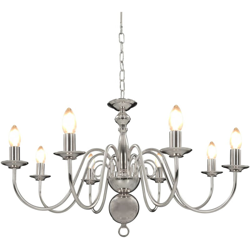 Lampadario Argento 8 Lampadine Attacco E14 en oferta