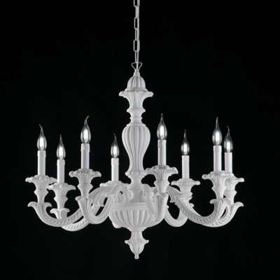 Bonetti - Lampadario barocco legno e pasta di legno bianco shabby 8 luci