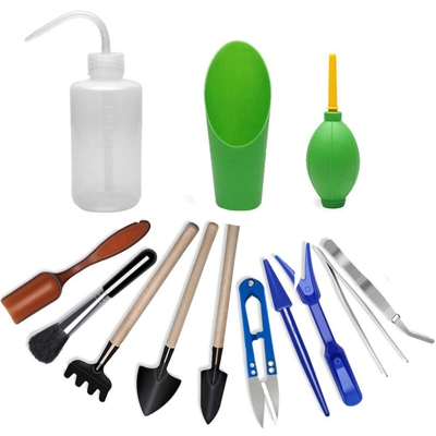 Set di attrezzi da giardinaggio convenzionali in vaso verde da 13 pezzi