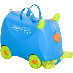 Valigia Cavalcabile Bambini 3-6 Anni Bagaglio a Mano per Aereo Azzurro - Homcom en oferta