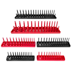 Set di vassoi portaoggetti da 6 pezzi, vassoio portaoggetti metrico rosso nero, staffa per presa profonda e ombreggiata da 1/4 di pollice, 3/8 di en oferta