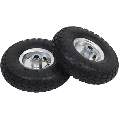 YOUTHUP Ruote Carrello a Mano 2 pz in Gomma 4.10/3.50-4 (260x83) - Nero