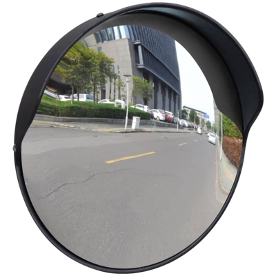 Specchio Traffico Convesso Nero Plastica PC per Esterni 30 cm - Youthup