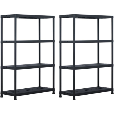 Scaffali 2 pz Nero 220 kg 90x40x138 cm in Plastica - Nero - Youthup