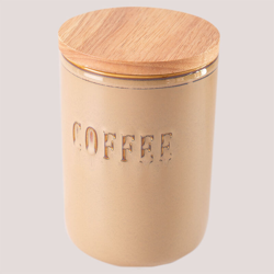 Barattolo di caffè Treska Latte marrone Cerámica - Madera de Caucho - Sklum características