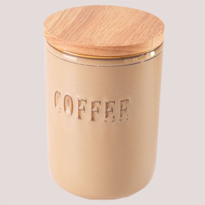 Barattolo di caffè Treska Latte marrone Cerámica - Madera de Caucho - Sklum