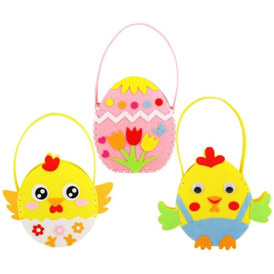 3pcs Easter Egg Cartoon Handbag Chick DIY Handbag Easter Tote Bag for Kids ? Pulcini e uova colorate - Langray