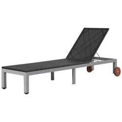Lettino Prendisole Con Ruote In Polyrattan Nero precio