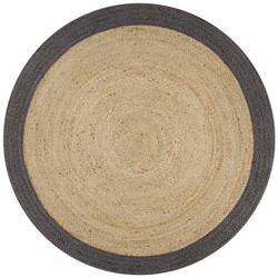 Tappeto Lavorato A Mano In Juta Con Bordo Grigio Scuro 150 Cm en oferta