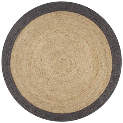 Tappeto Lavorato A Mano In Juta Con Bordo Grigio Scuro 150 Cm