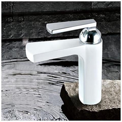 Lavandino Single Handle Faucet Dipinto Di Bianco, Singolo Rubinetto Maniglia E Stile Contemporaneo en oferta