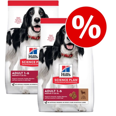 Set risparmio! 2 x Hill's Science Plan - 2 x 14 kg Mature Adult 7+ Medium Light con Pollo