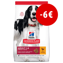 6€ DI SCONTO! Hill's Science Plan - 14 kg Adult 1-6 Light Medium con Pollo en oferta
