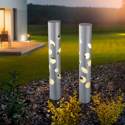Set di 2 moderne lampade solari da esterno e giardino, presa da giardino, esotec 102132