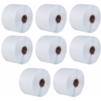 Reggia bianca in polipropilene larghezza mm 12 metri 7200 in 8 rotoli da metri 900 foro mm 62 boxlum