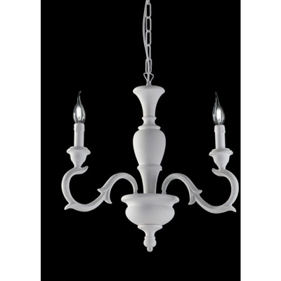 Bonetti - Lampadario in legno e pasta di legno bianco shabby 3 luci barocco