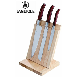 Coltelli/Coltello da cucina professionali in acciaio inox set 3 pezzi su supporto in legno calamitato - Laguiole precio