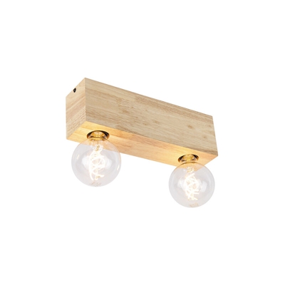 QAZQA Faretto bloc - rustico - Legno - Legno - Allungato Max. 2 x Watt